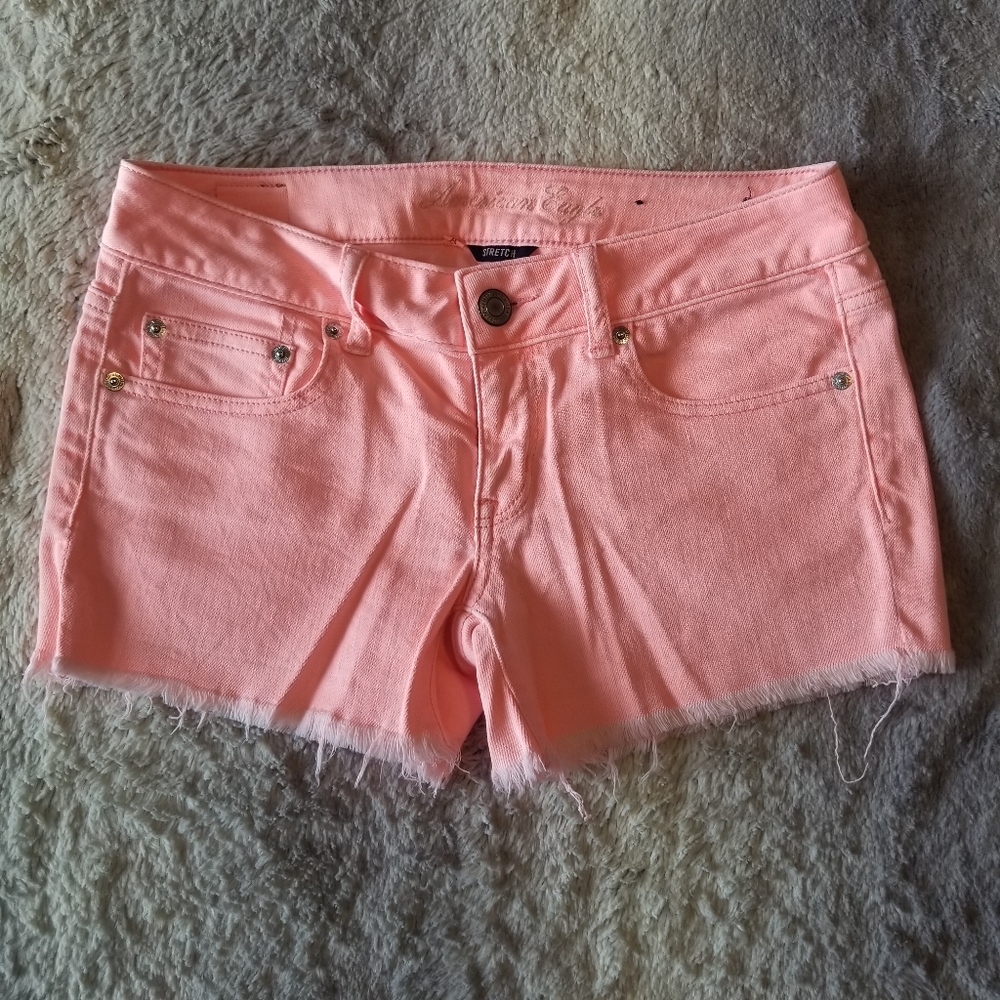 American Eagle coral jean shorts